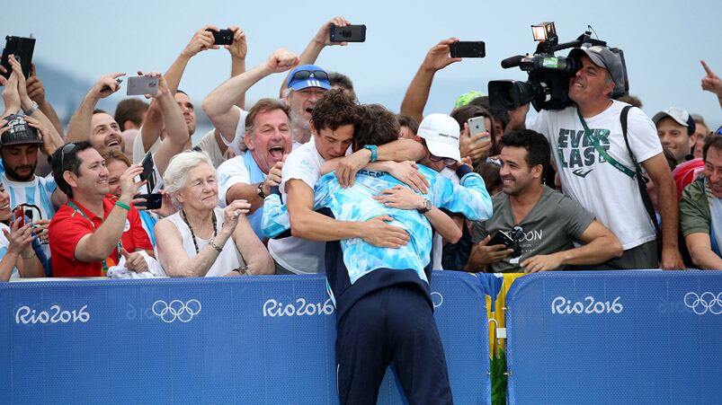 Lange y Carranza le dieron el segundo oro a la Argentina. Foto: Nicolás Stulberg/Infobae.