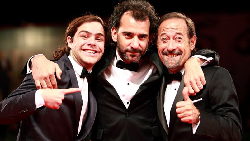 Lanzani, Trapero y Francella, felices en Venecia. 