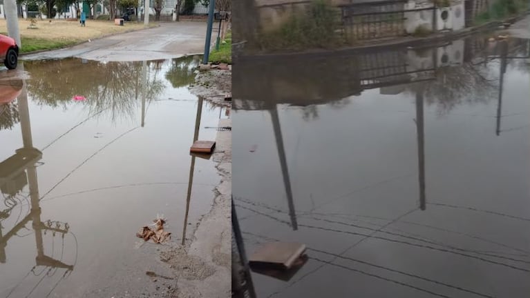 Las aguas servidas al frente de la casa de José, en barrio Obras Sanitarias.