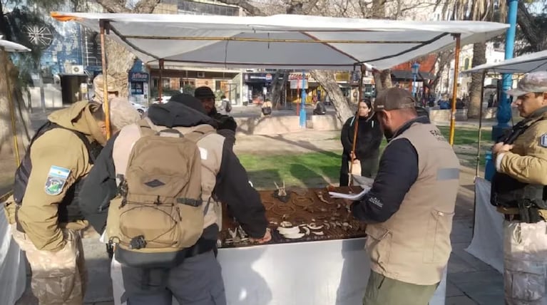 Las artesanías se vendían en la plaza central de Mendoza.
