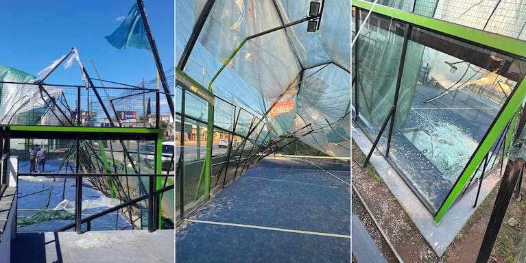 Las canchas de pádel fueron destrozadas por el viento y la tormenta.
