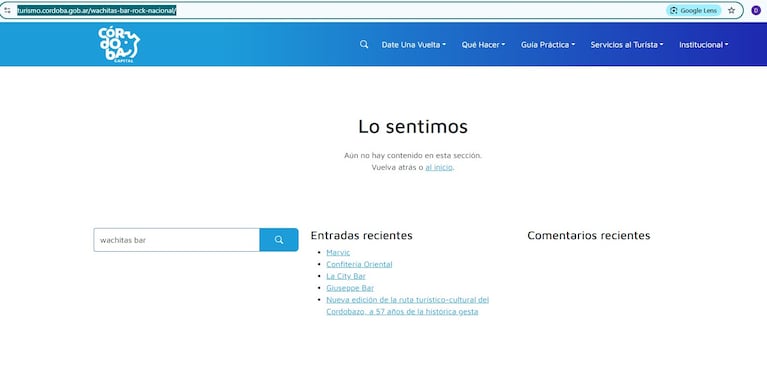 Las capturas en el sitio oficial de la Municipalidad.