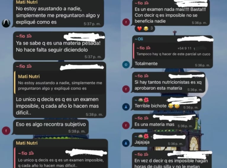 Las conversaciones contra Matías Rolfi.