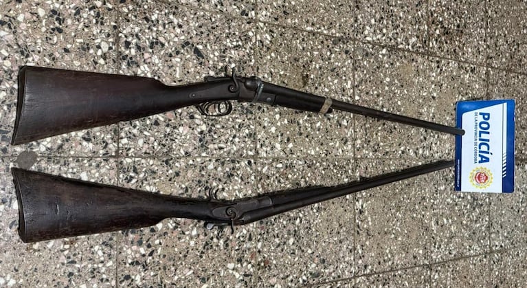 Las escopetas que trasladaban sin documentación.