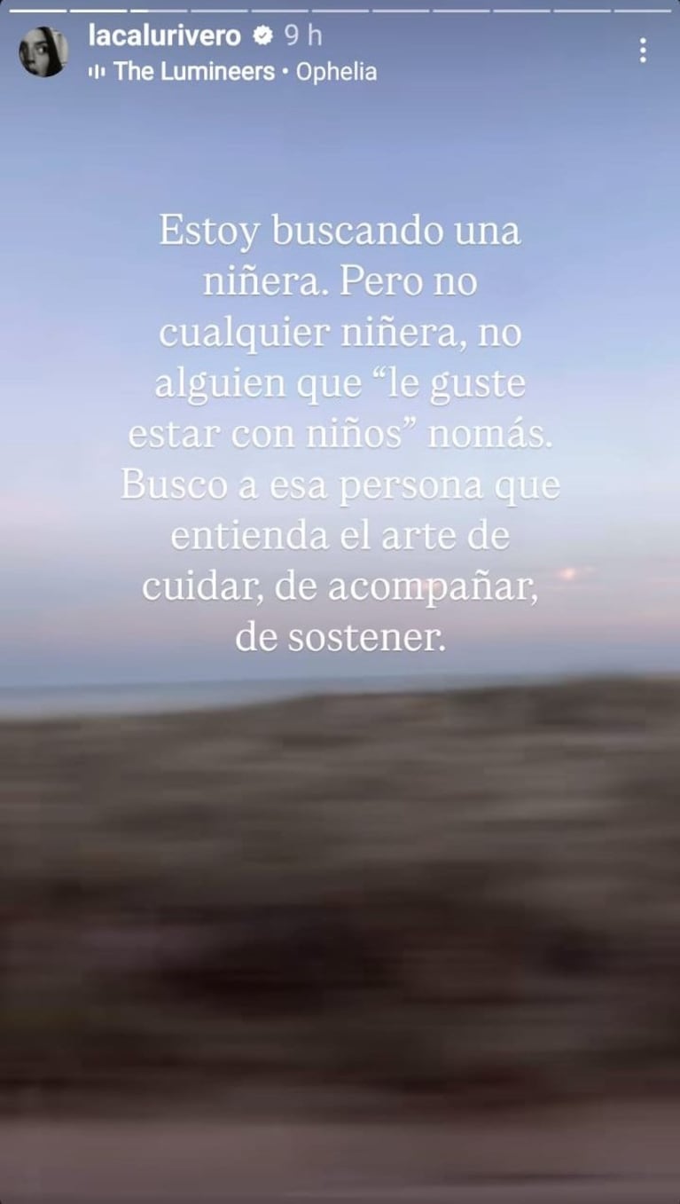 Las exigencias de Calu Rivero para contratar una niñera. (Foto: Instagram/@lacalurivero)
