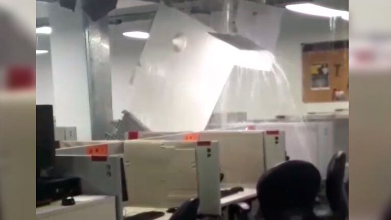 Las filtraciones provocaron la caída de la mampostería en las oficinas de empleados.