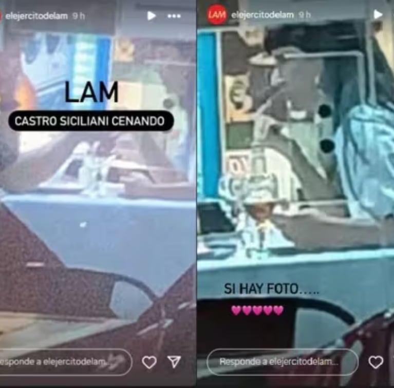 Las fotos de la cena entre Griselda Siciliani y Luciano Castro. (Foto: Captura /elejercirtodelam)