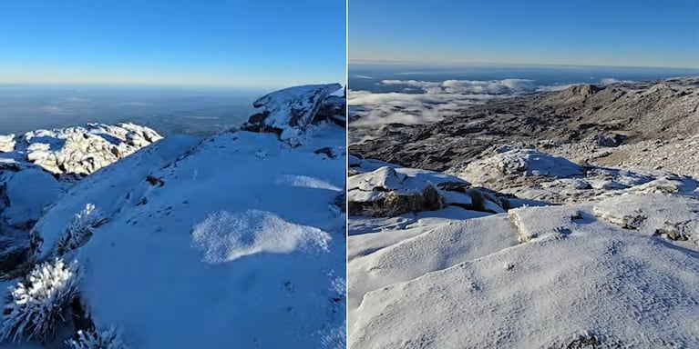 Las fotos de la nieve en el Cerro Champaquí.