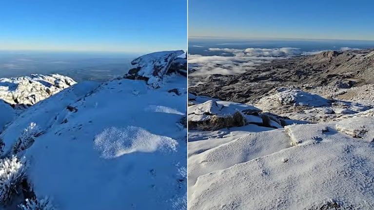 Las fotos de la nieve en el Cerro Champaquí.