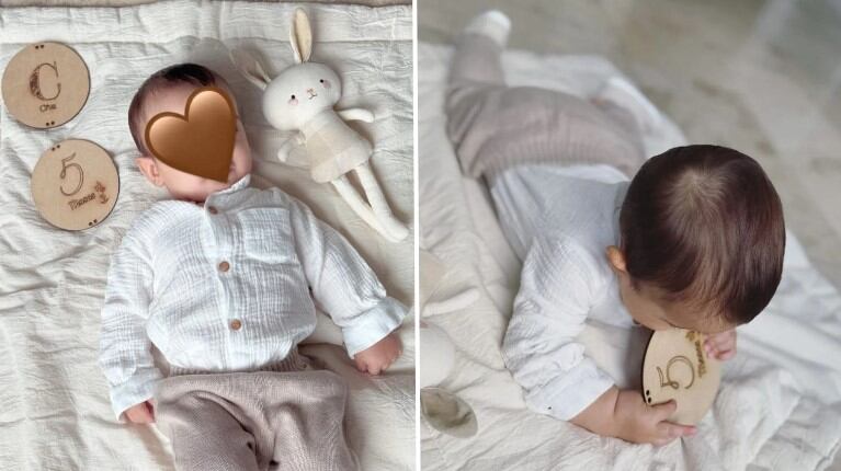 Las fotos que publicó Nicole por los cinco meses de su hijo. (Foto: Instagram/@nikitaneumanoficial)