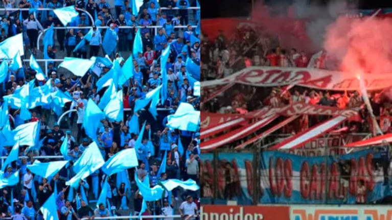 Las hinchadas de Belgrano e Instituto.