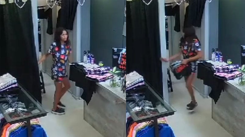 Las mecheras actuaron en un de ropa del centro.