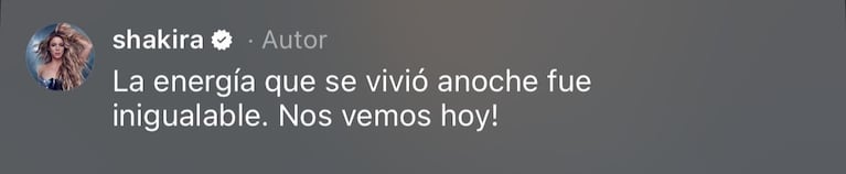 Las palabras de Shakira tras la suspensión.