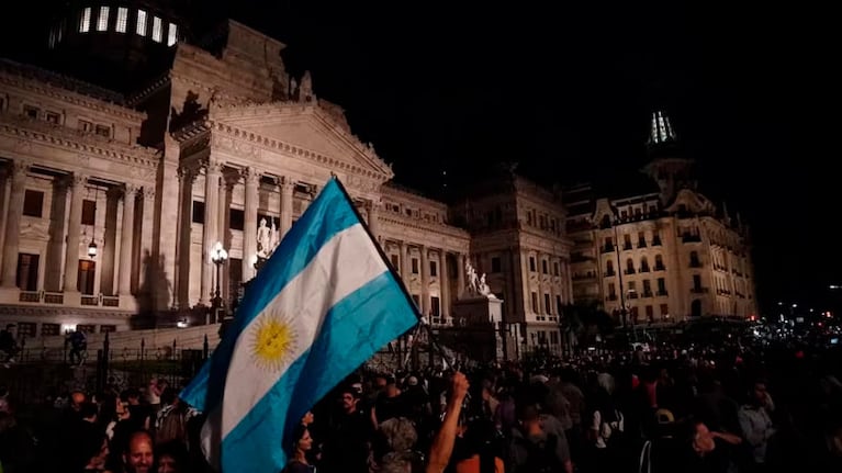 Las protestas frente al Congreso de la Nación.
