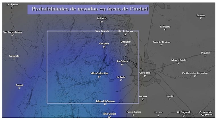 Las reales chances de nieve en Córdoba capital y las localidades cercanas para verla