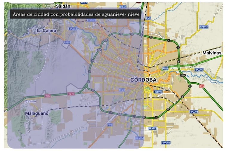 Las reales chances de nieve en Córdoba capital y las localidades cercanas para verla