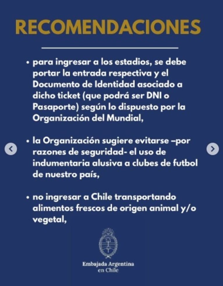 Las recomendaciones de la Embajada Argentina para los hinchas que viajen al Mundial sub-20.