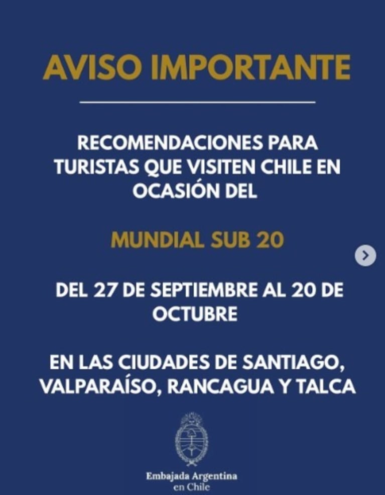 Las recomendaciones de la Embajada Argentina para los hinchas que viajen al Mundial sub-20.