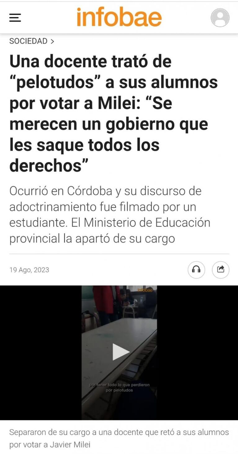 Las repercusiones nacionales por la docente cordobesa que insultó a Milei