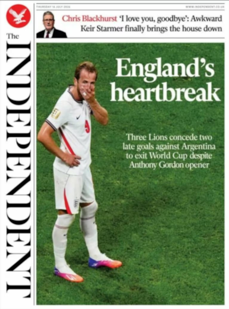 Las tapas de los diarios de Inglaterra tras perder la semifinal con Argentina.