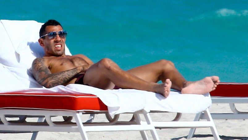 Las vacaciones de Carlos Tevez y Vanesa Mansilla en Miami. 