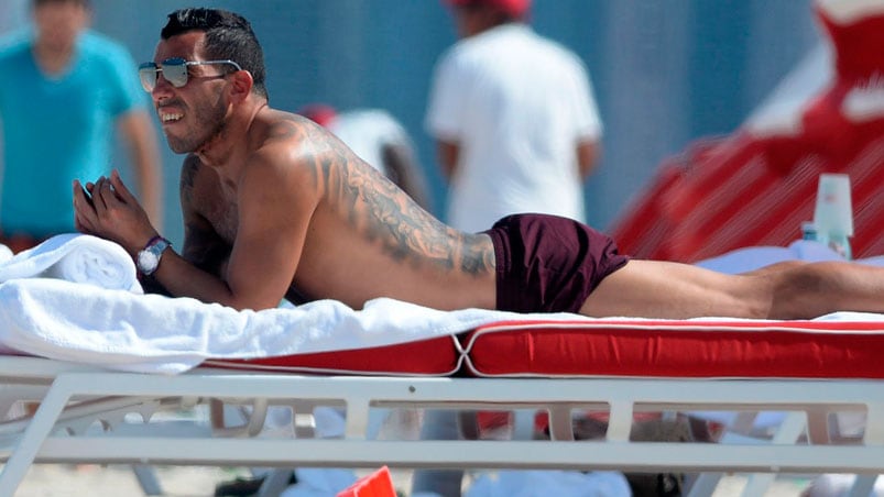 Las vacaciones de Carlos Tevez y Vanesa Mansilla en Miami. 