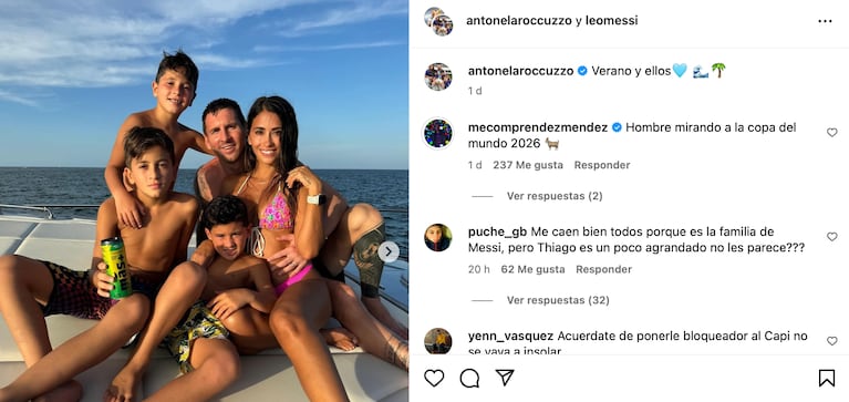 Las vacaciones del clan Messi en Miami. (Foto: Instagram/@antonelaroccuzzo)