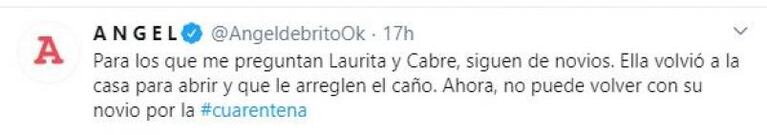 Laurita Fernández abandonó la cuarentena con Nicolás Cabré y volvió a su departamento