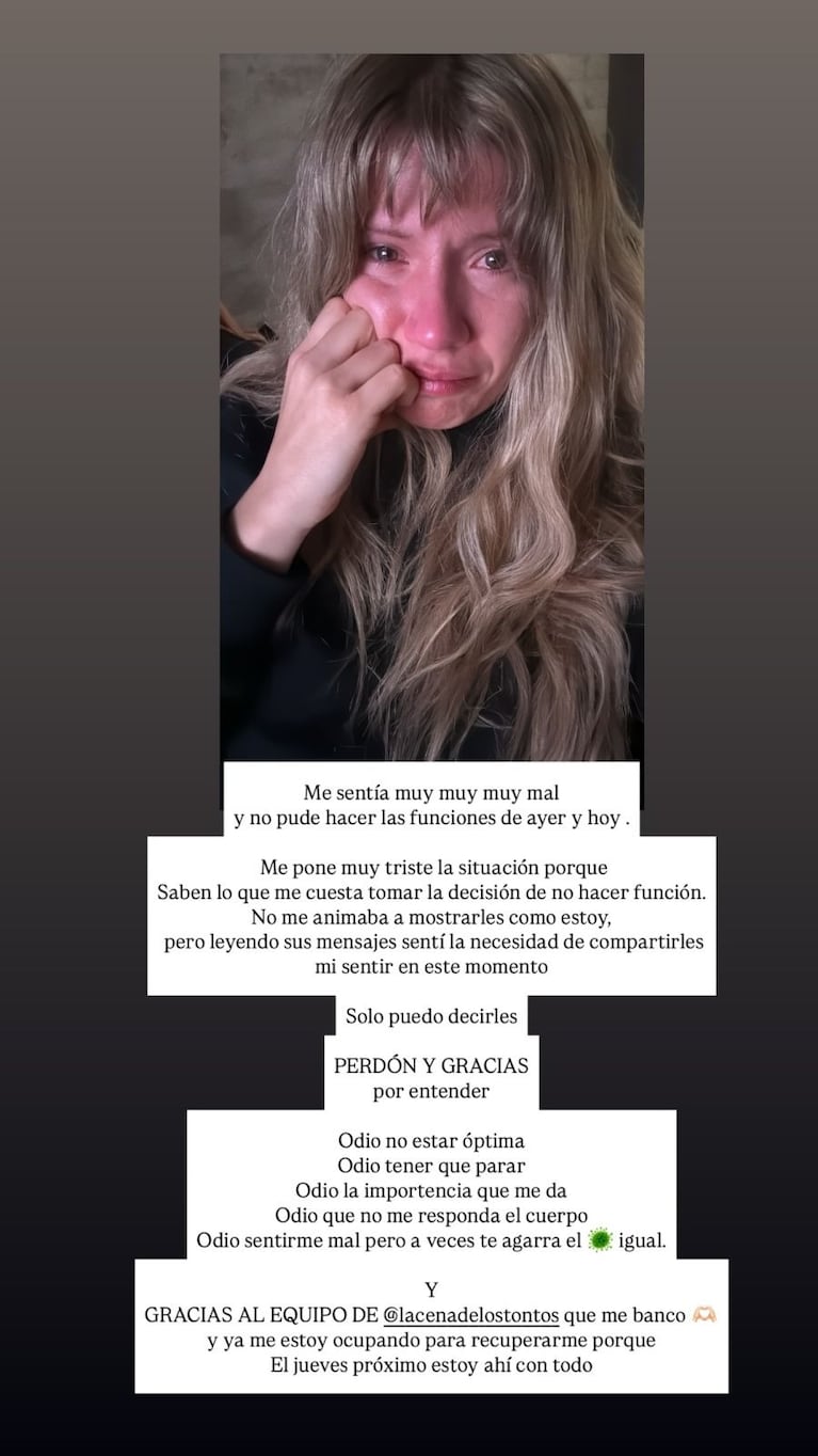 Laurita Fernández subió una angustiante foto y preocupó a sus seguidores: “Me cuesta”