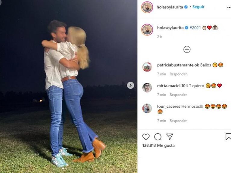 Laurita Fernández y Nicolás Cabre comenzaron el 2021 muy enamorados: las fotos en sus redes