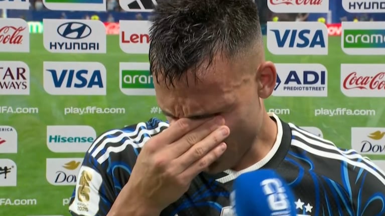 Lautaro Martínez emocionado hasta las lágrimas tras el gol del pase a la final.