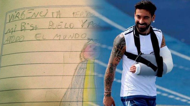 Lavezzi y un gran gesto tras su operación. 