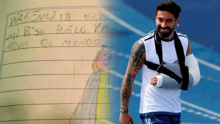 Lavezzi y un gran gesto tras su operación.