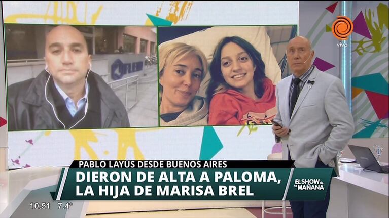 Le dieron el alta a la hija de Marisa Brel