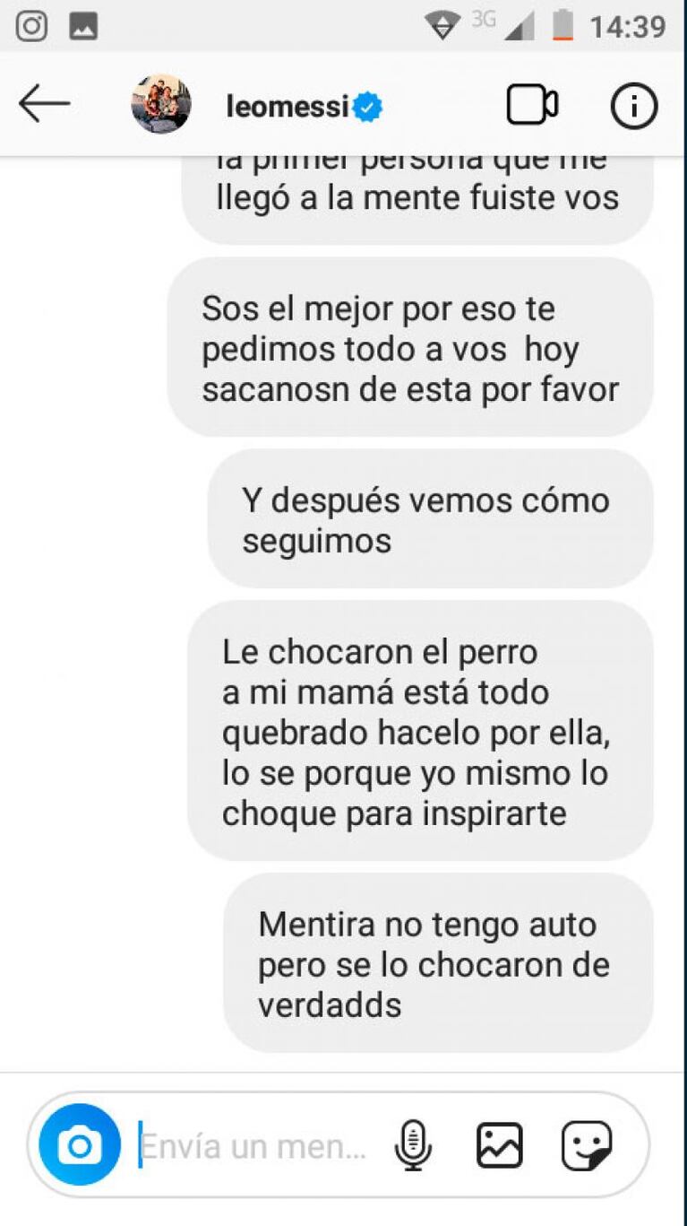 Le escribió borracho a Messi, se volvió viral y ahora lo consideran cábala