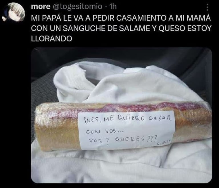 Le pidió casamiento con un típico sándwich argentino y el resultado fue increíble: “Estoy llorando”