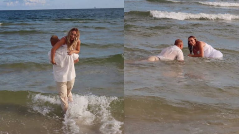 Le pidió matrimonio a su novia en la playa pero la propuesta terminó de la peor manera. Foto: TikTok