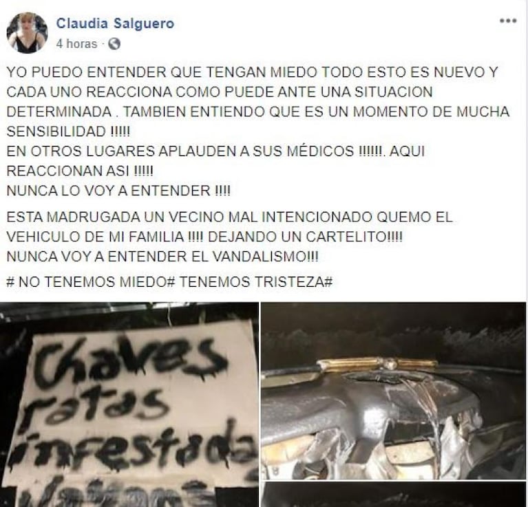 Le quemaron el auto a una médica de La Rioja y le dejaron un mensaje