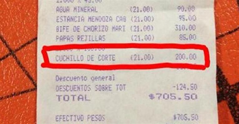 Le quisieron cobrar 200 pesos por pedir un cuchillo con filo