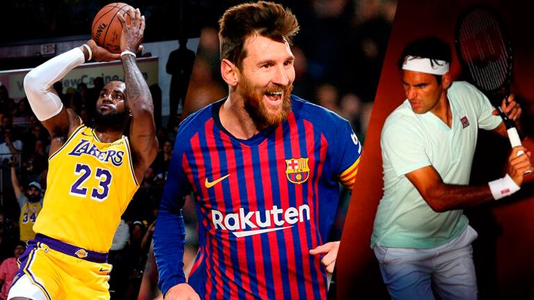 Lebron James, Lionel Messi y Roger Federer, tres de los atletas mejores pagos en el mundo.