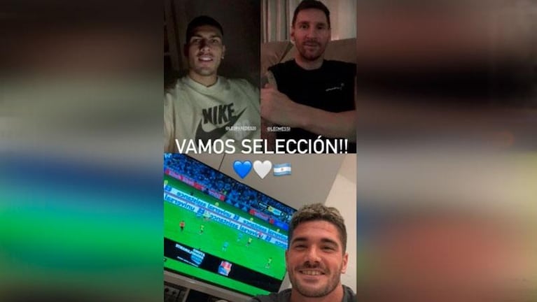 Leo Messi, Paredes y De Paul demostraron su apoyo a sus compañeros de la Selección