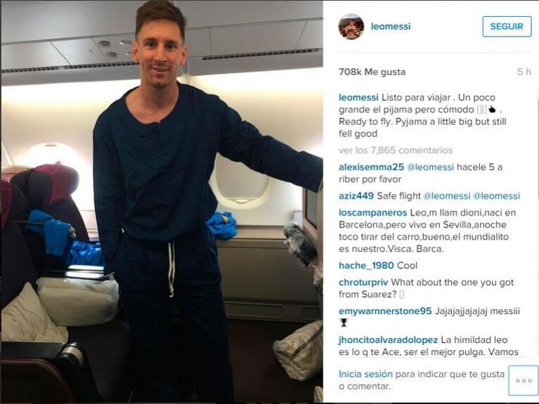 Leo Messi viajó en pijama