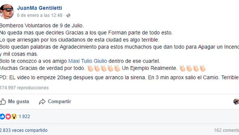 Les tomó el tiempo a los bomberos y se sorprendió