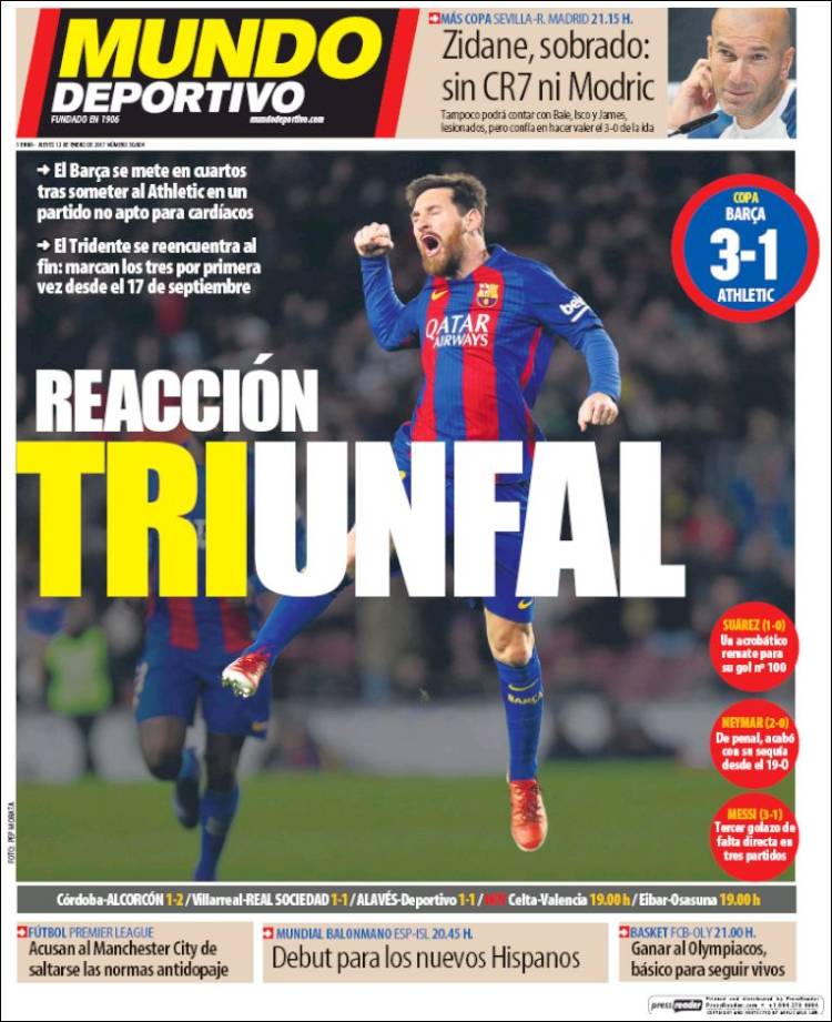 Lionel Messi en la tapa de los diarios deportivos de Barcelona. 