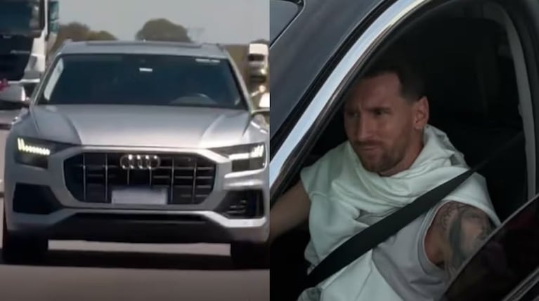 Lionel Messi saludó a una familia que lo persiguió por la ruta en Rosario.