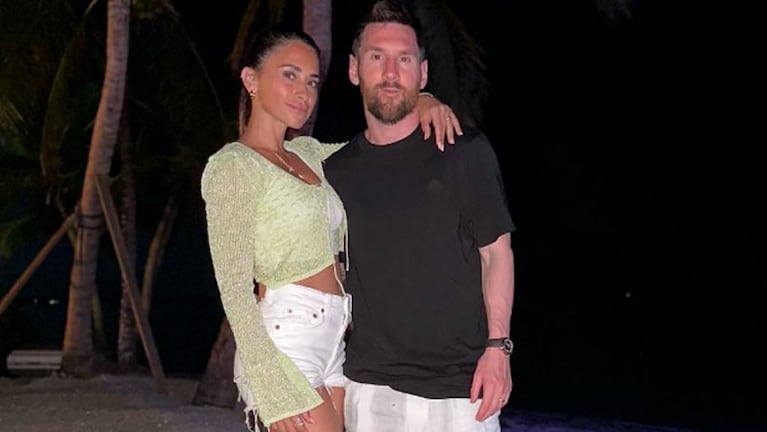 Lionel Messi y Antonela Roccuzzo en Bahamas.
