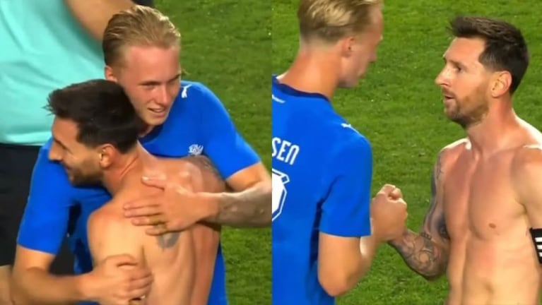 Lionel Messi y el hijo de Eidur Gudjohnsen.
