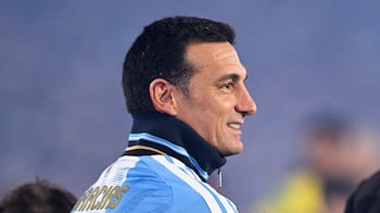 Lionel Scaloni en la despedida de Messi en el Monumental.