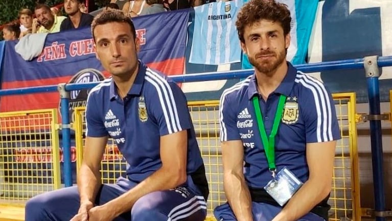 Lionel Scaloni y Pablo Aimar, actuales entrenadores de la Sub 20. 