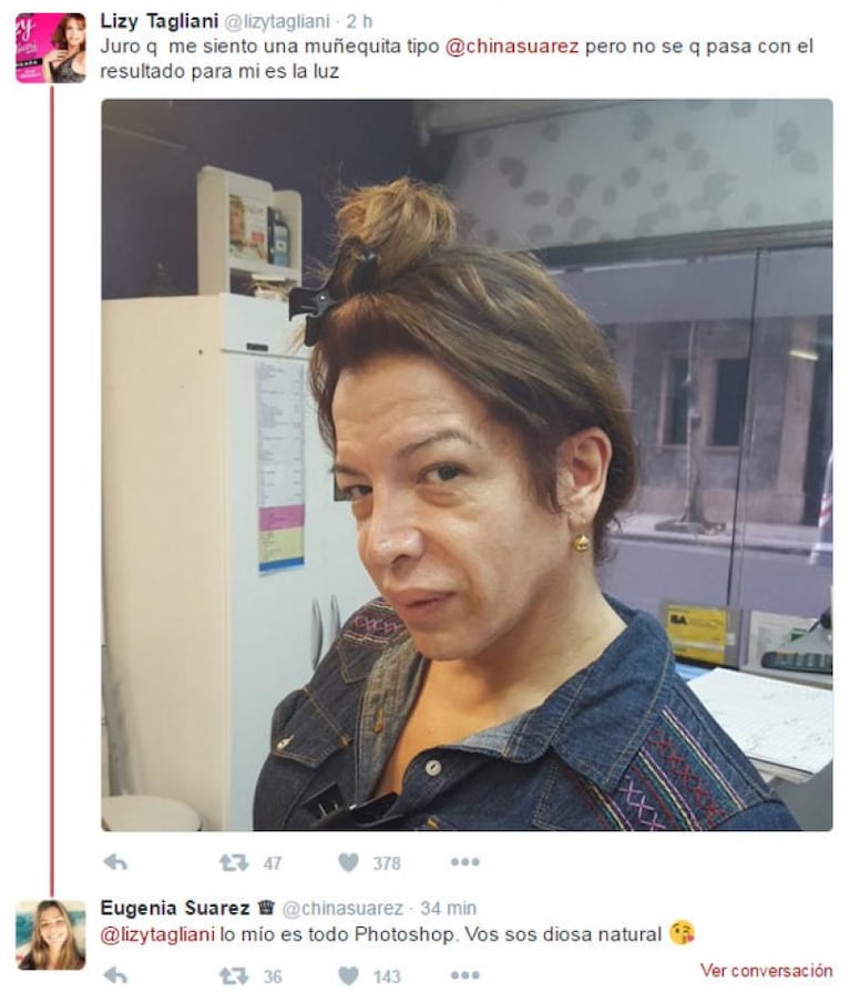 Lizy Tagliani posó a cara lavada y la elogió la China Suárez
